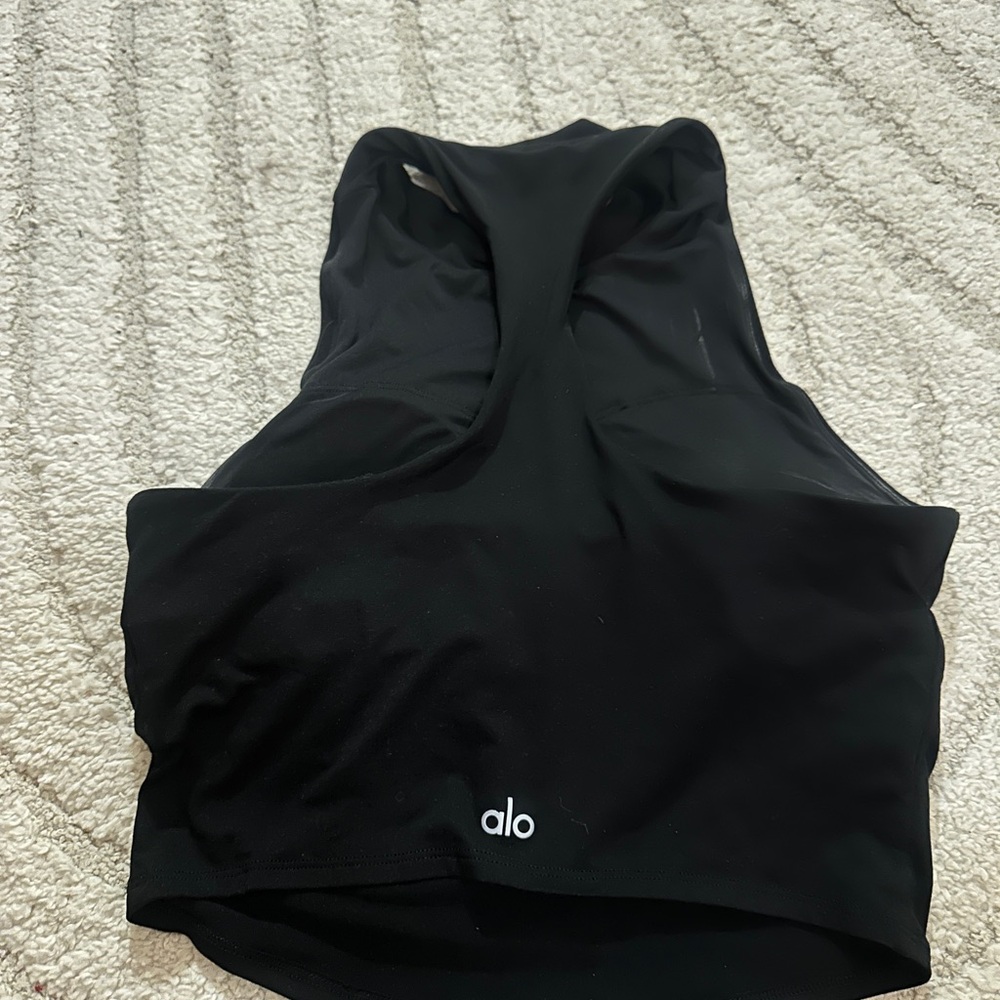 ALO Yoga Black Racerback Tank with Built-in Sports Bra